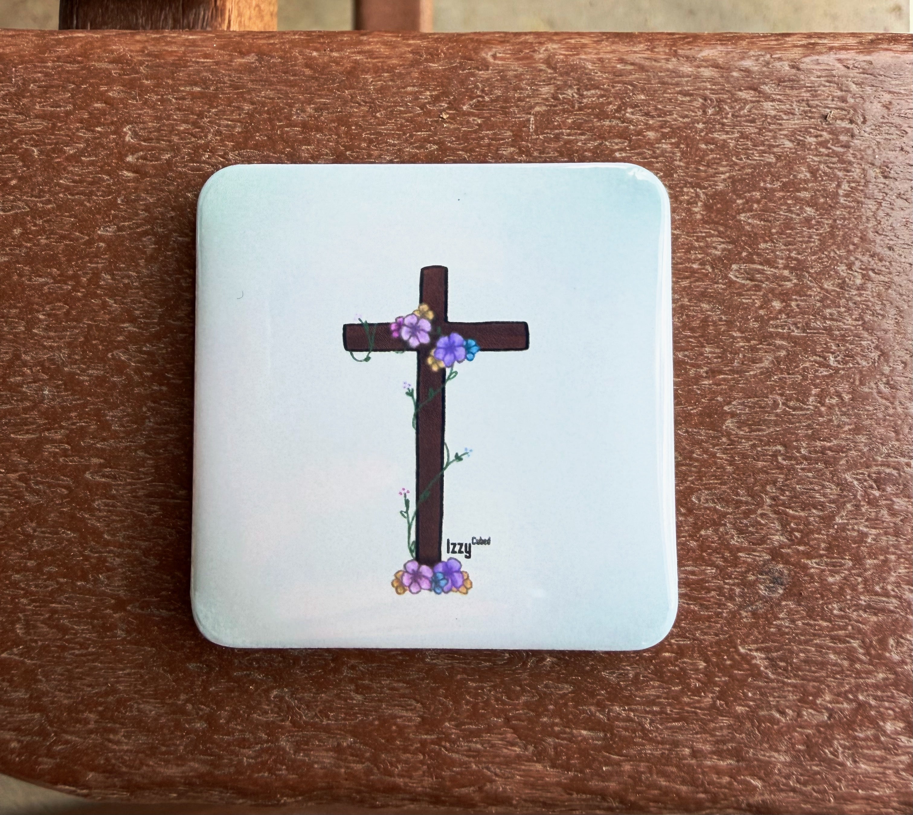 Floral Cross Magnet